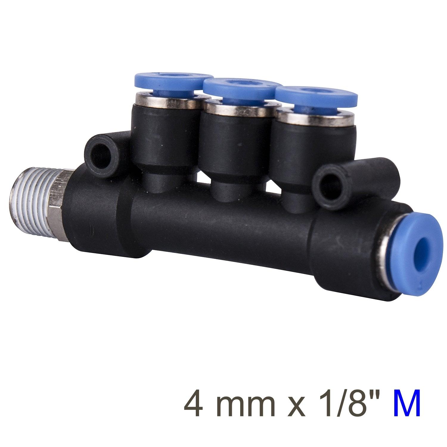 Pu Hose Fitting Manifold 4 X 4 Mm Port X 1/8'm - Livestainable.co.za