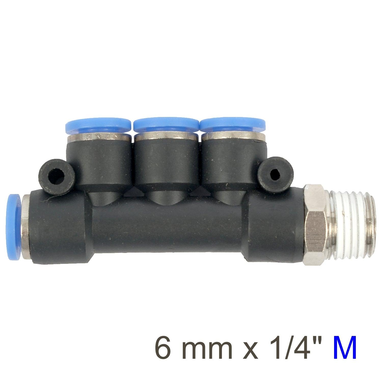 Pu Hose Fitting Manifold 4 X 6 Mm Port X 1/4'm - Livestainable.co.za