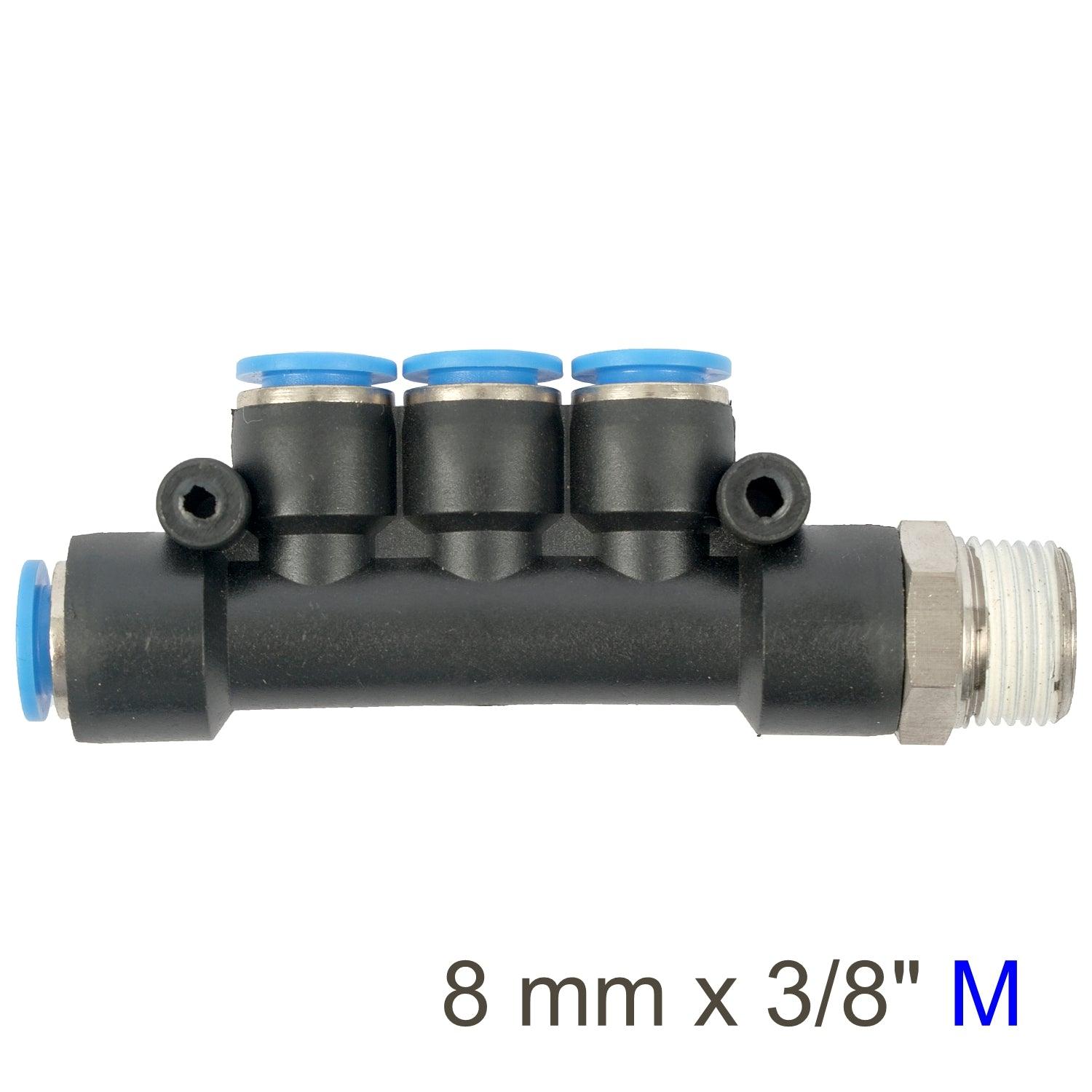 Pu Hose Fitting Manifold 4 X 8 Mm Port X 3/8'm - Livestainable.co.za