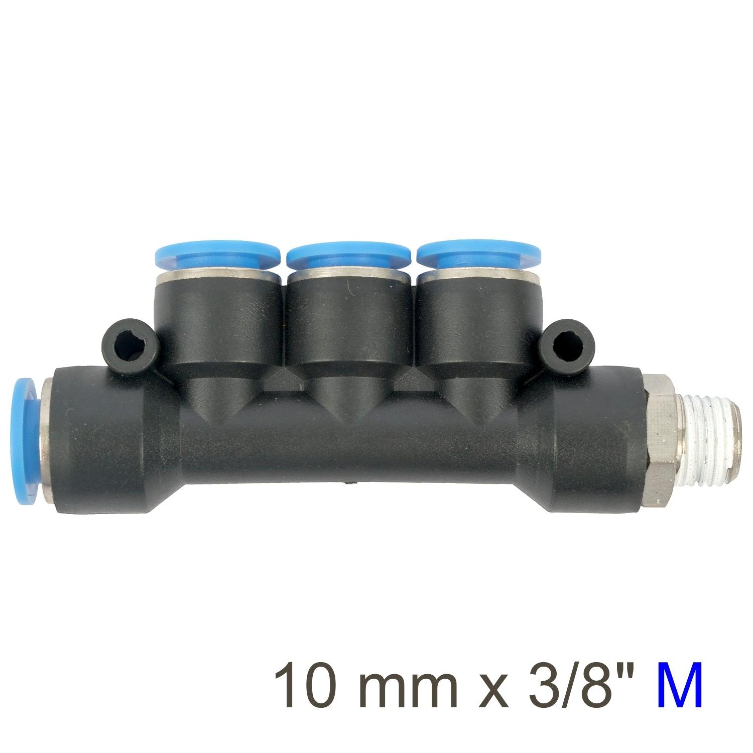 Pu Hose Fitting Manifold 4 X 10 Mm Port X 3/8'm - Livestainable.co.za