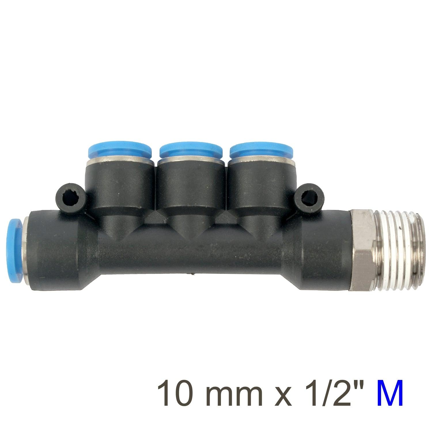 Pu Hose Fitting Manifold 4 X 10 Mm Port X 1/2'm - Livestainable.co.za