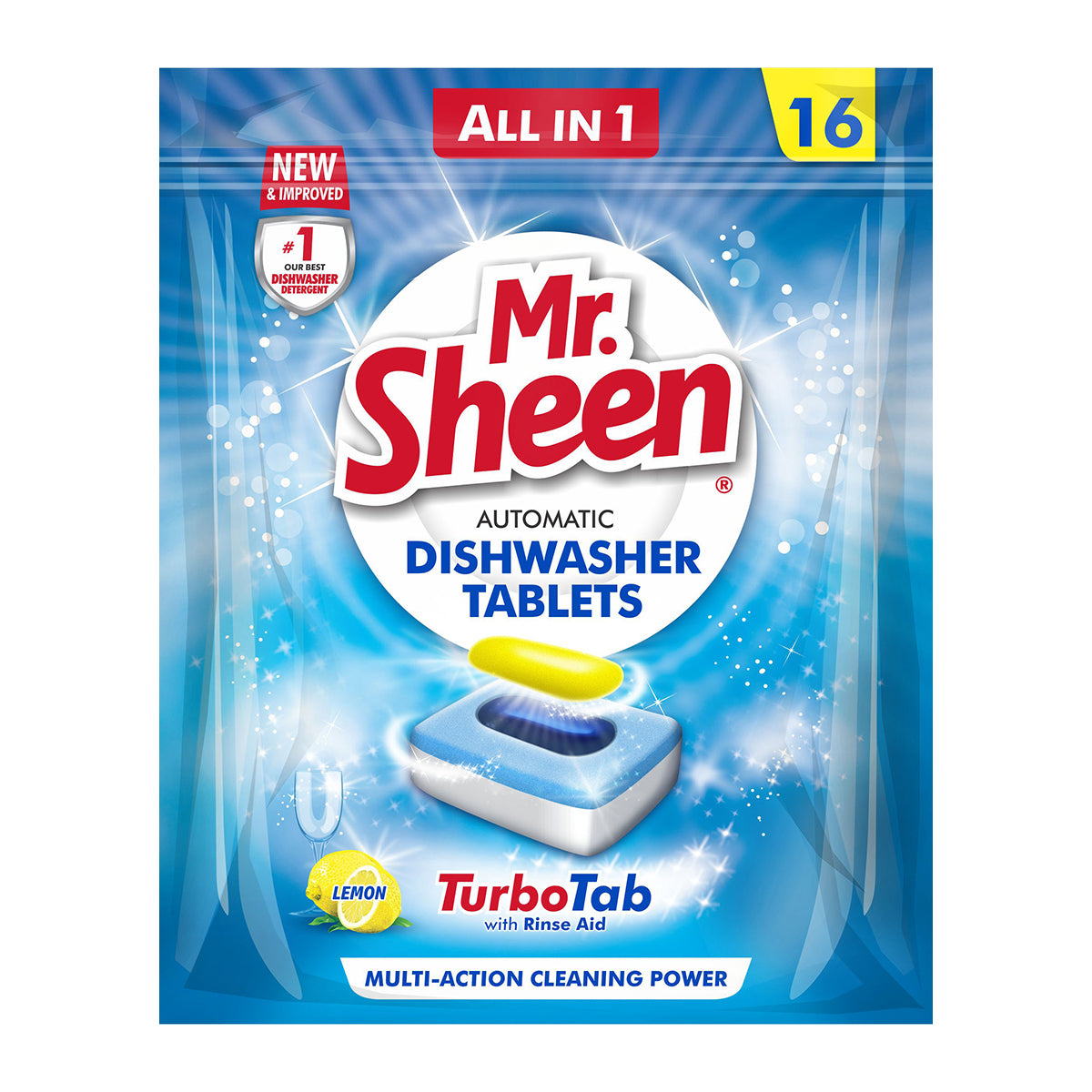 Mr Sheen Dishwasher Automatic Tablets Lemon 16 Pc