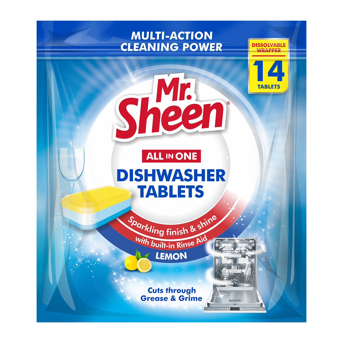 Mr Sheen Dishwasher Automatic Tablets Lemon 14 Pc