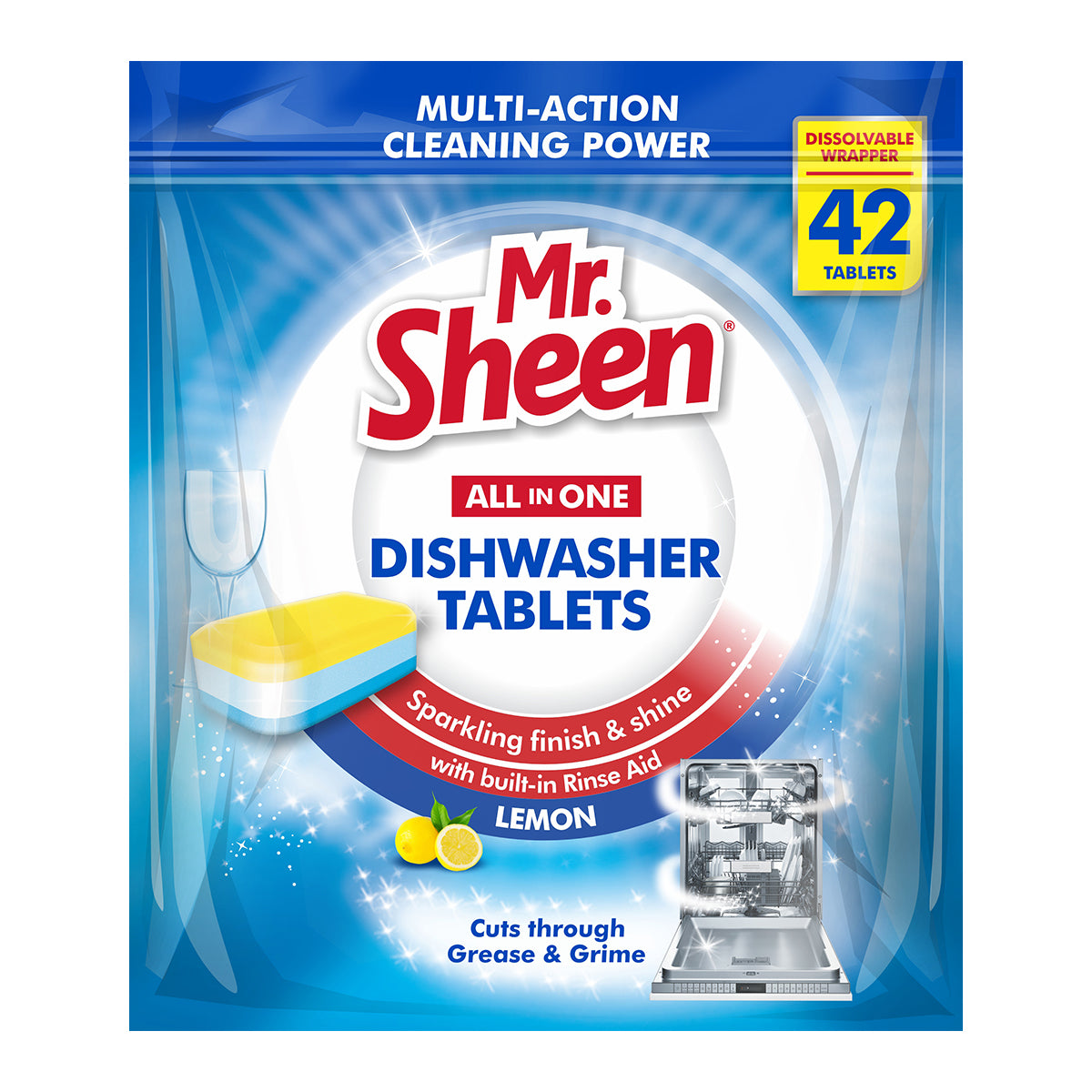 Mr Sheen Dishwasher Automatic Tablets Lemon 42 Pc
