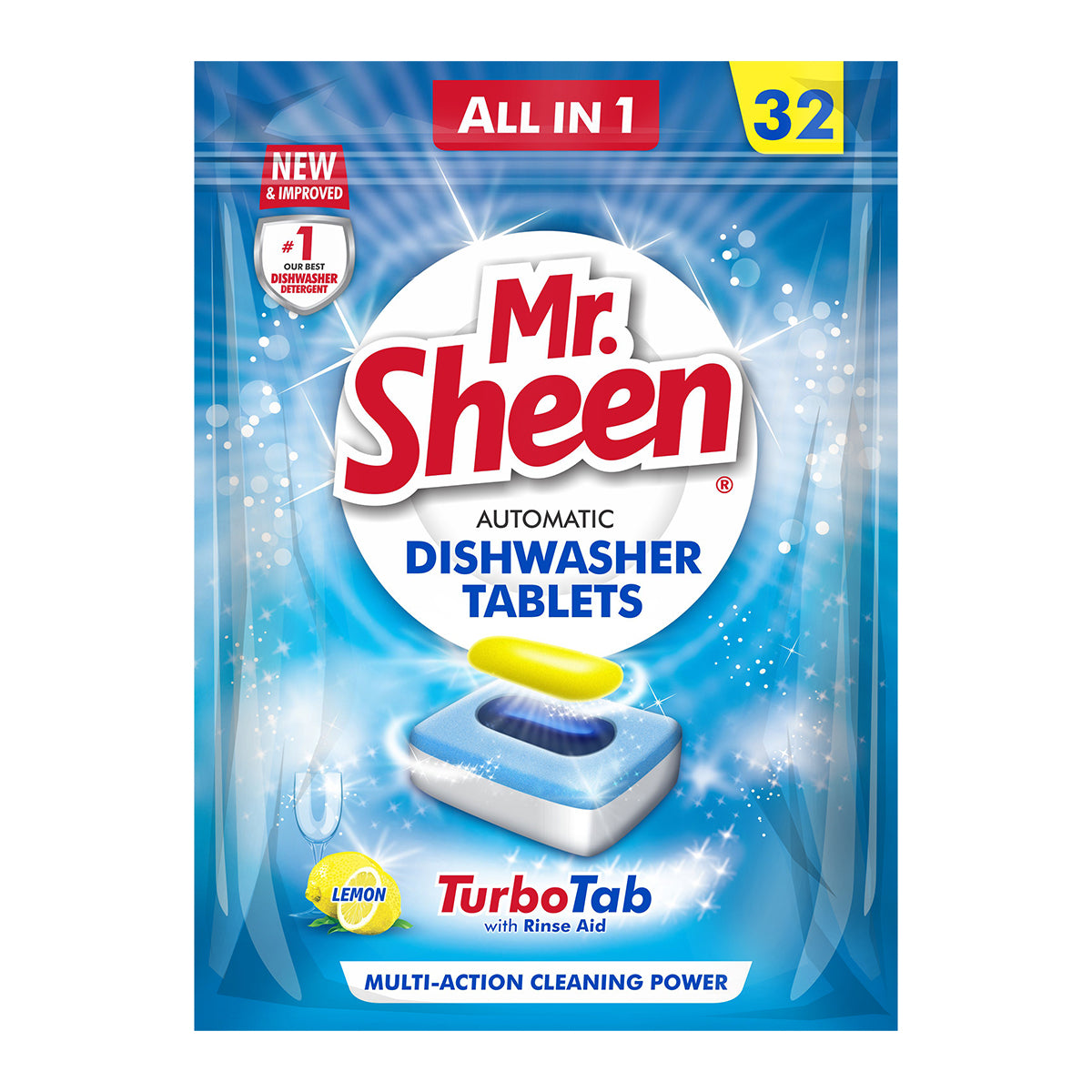 Mr Sheen Dishwasher Automatic Tablets Lemon 32 Pc