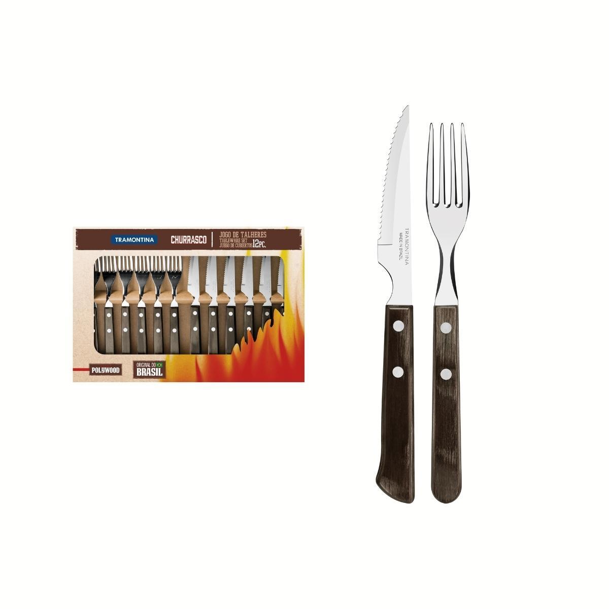 Tramontina Cutlery Braai Set Polywood 12 Pc Boxed - Livestainable.co.za