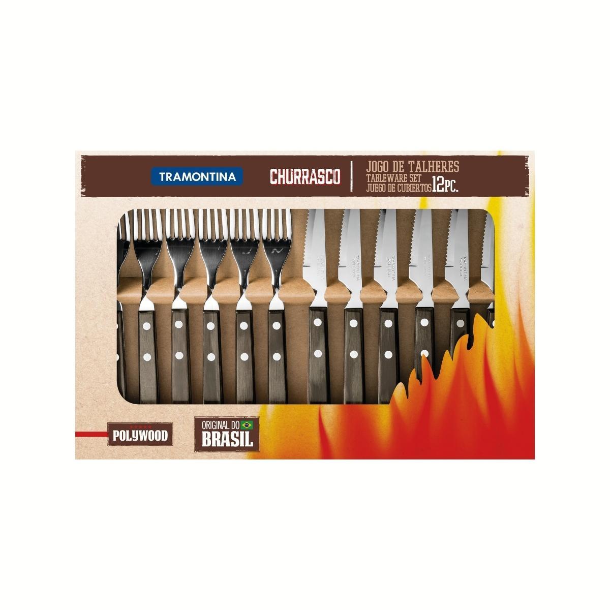 Tramontina Cutlery Braai Set Polywood 12 Pc Boxed - Livestainable.co.za