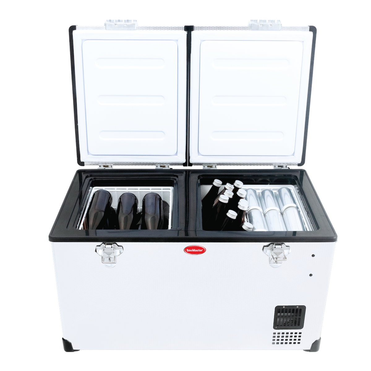 SnoMaster - 66L Low Profile Dual Compartment Portable Fridge/Freezer AC/DC - Stainless Steel (SMDZ-LP66D)