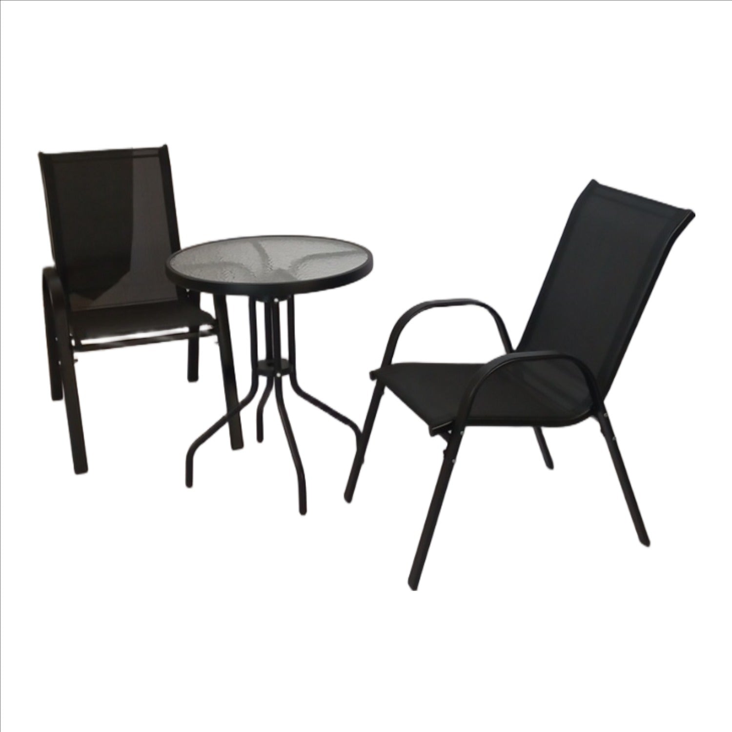 Seagull 3 Piece Steel Patio Set Consists
Of: 2 X Steel Patio Chairs (Spf Kdc 2) + 1 X 60cm Steel/Glass Top Round Table (Spf Tab60)