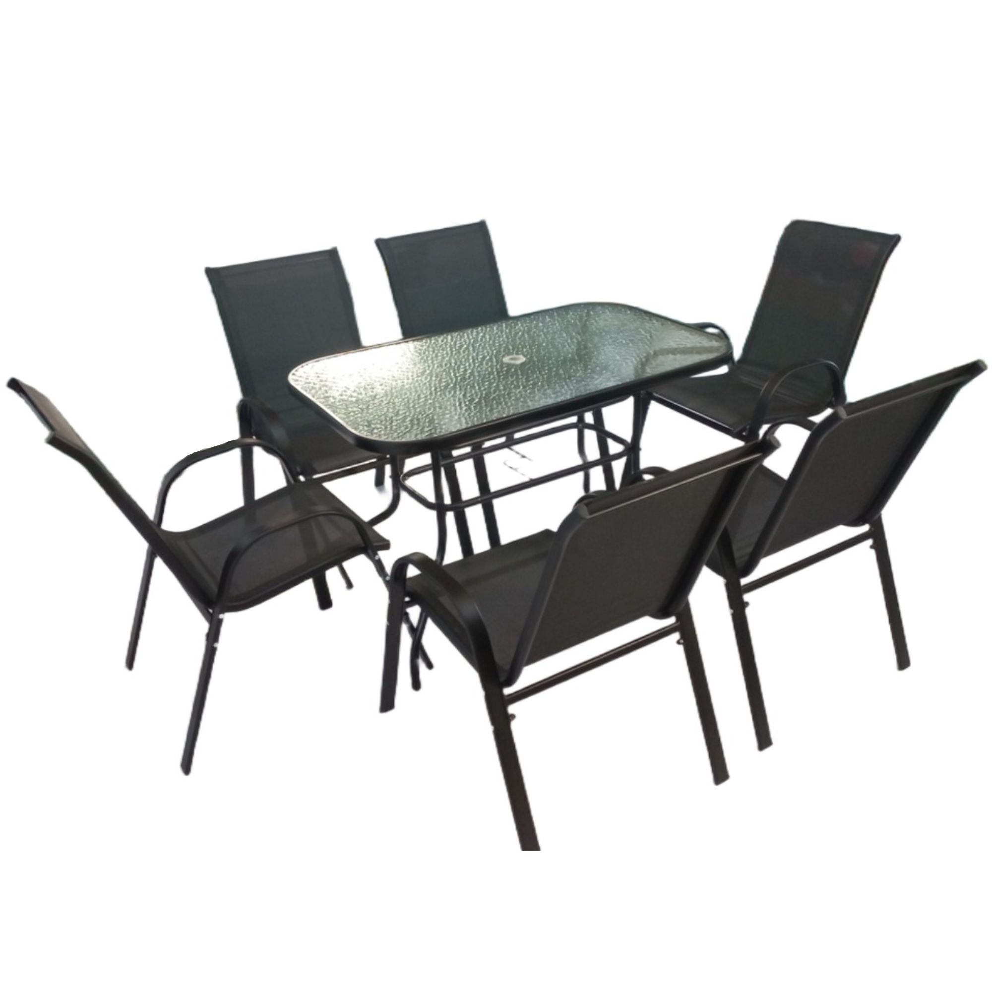 Seagull 7 Piece Steel Patio Set
Consists Of: 6 X Steel Patio Chairs (Spf Kdc 6) + 1 X 150cm Steel/Glass Top Rectangular Table (Spf Tab150)