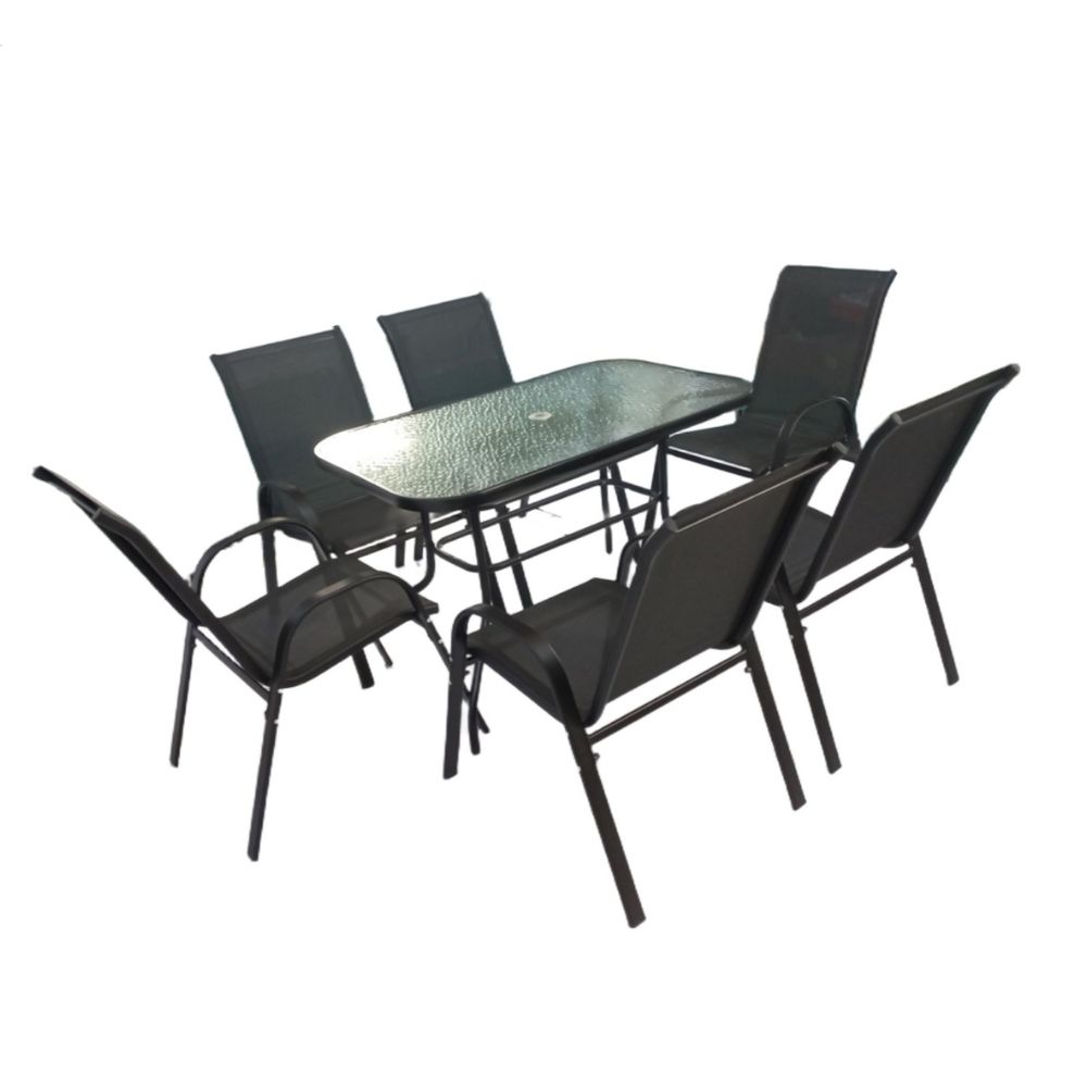 Seagull 7 Piece Steel Patio Set
Consists Of: 6 X Steel Patio Chairs (Spf Kdc 6) + 1 X 150cm Steel/Glass Top Rectangular Table (Spf Tab150)