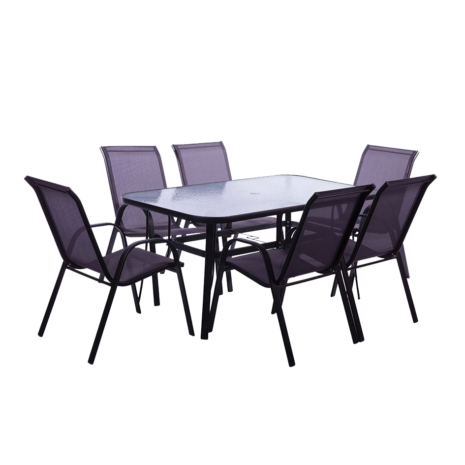 Seagull 7 Piece Steel Patio Set
Consists Of: 6 X Steel Patio Chairs (Spf Kdc 6) + 1 X 150cm Steel/Glass Top Rectangular Table (Spf Tab150)