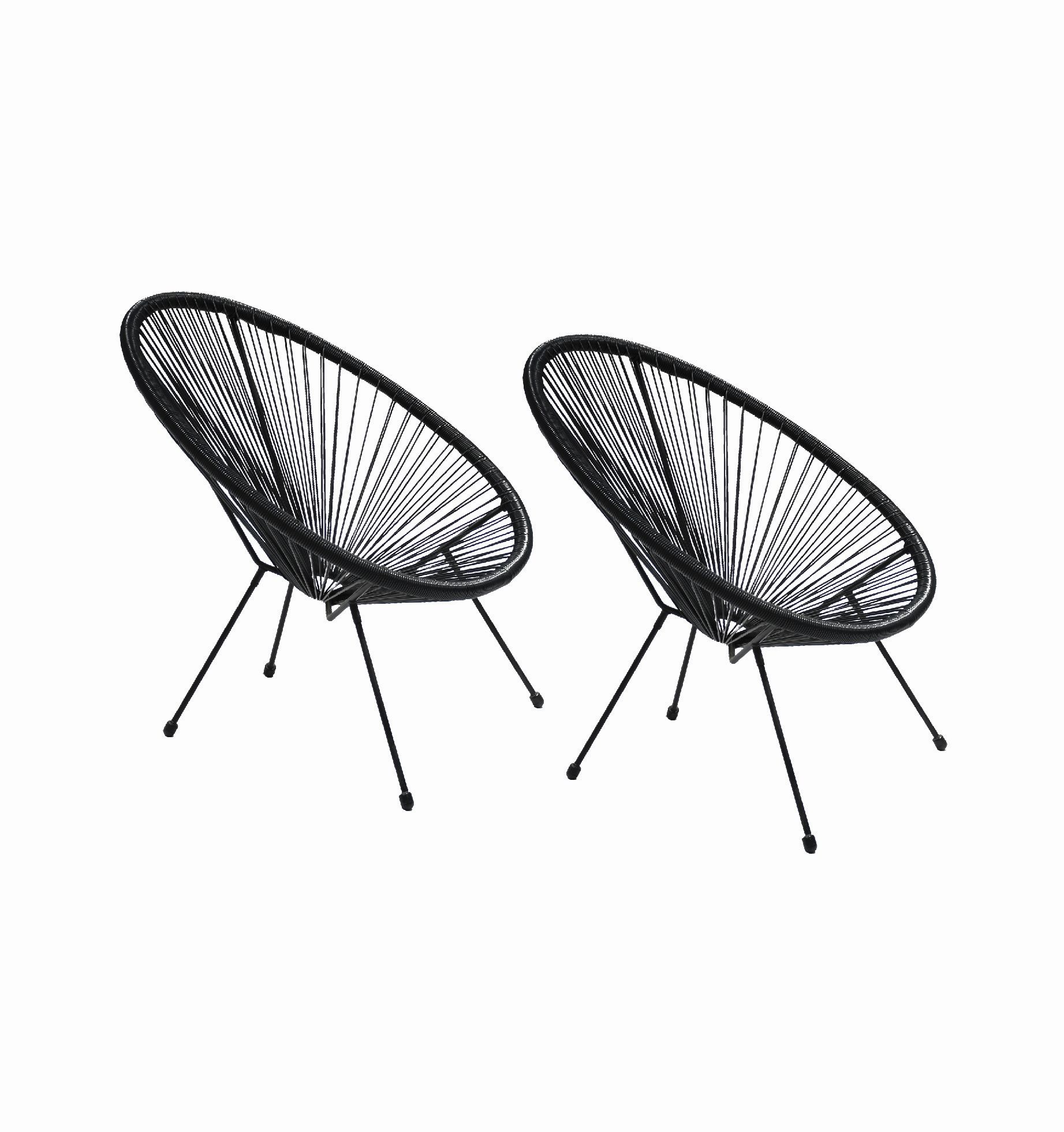 Acapulco Deluxe Chair 2 Pack
String Chair: 72.5 X76 X88 Cm
Steel And Pe Rattan
Pe Round Rattan Dia 4 Mm