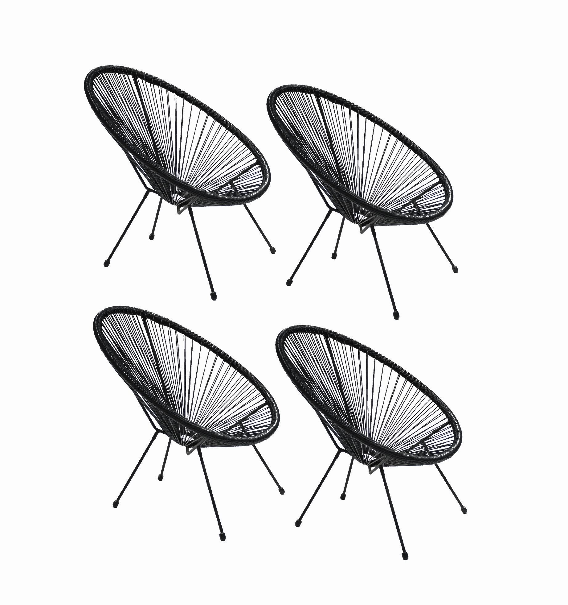 Acapulco Deluxe Chair 4 Pack
String Chair: 72.5 X76 X88 Cm
Steel And Pe Rattan
Pe Round Rattan Dia 4 Mm