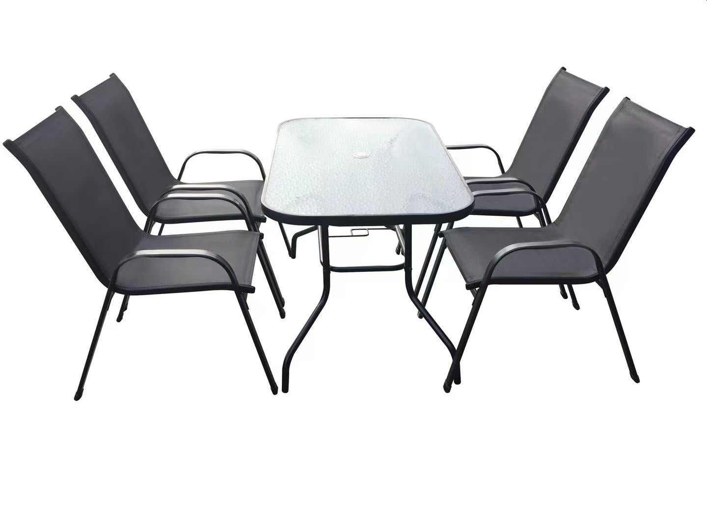 Seagull 5 Piece Kd Patio Table And Chairs Set Steel Rectangle Table