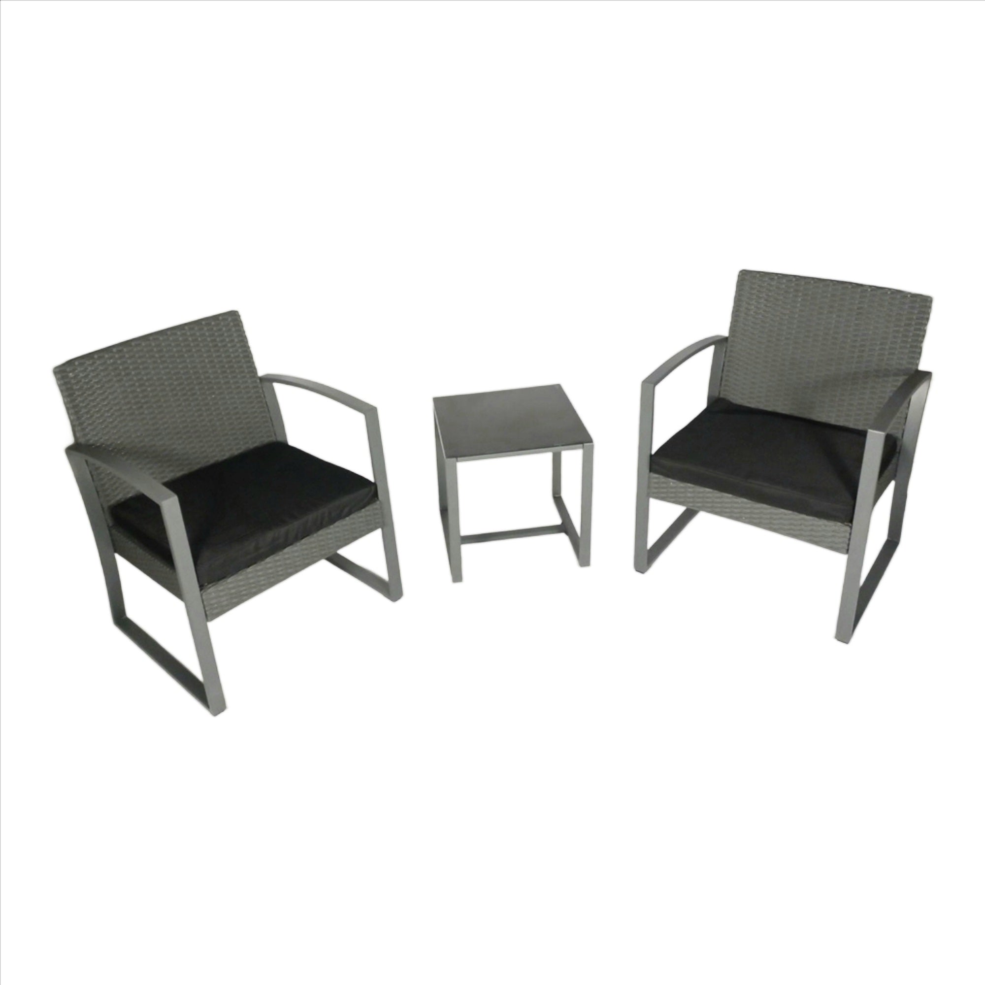 Seagull Torino Bistro Set Grey (Rattan Look)

Chair: W59x D63x H73cm
Table: W40x D40x H41cm
Frame: Steel
Fabric: 160 G Polyester
With 5 Cm Cushion
With Silk Printed Glass