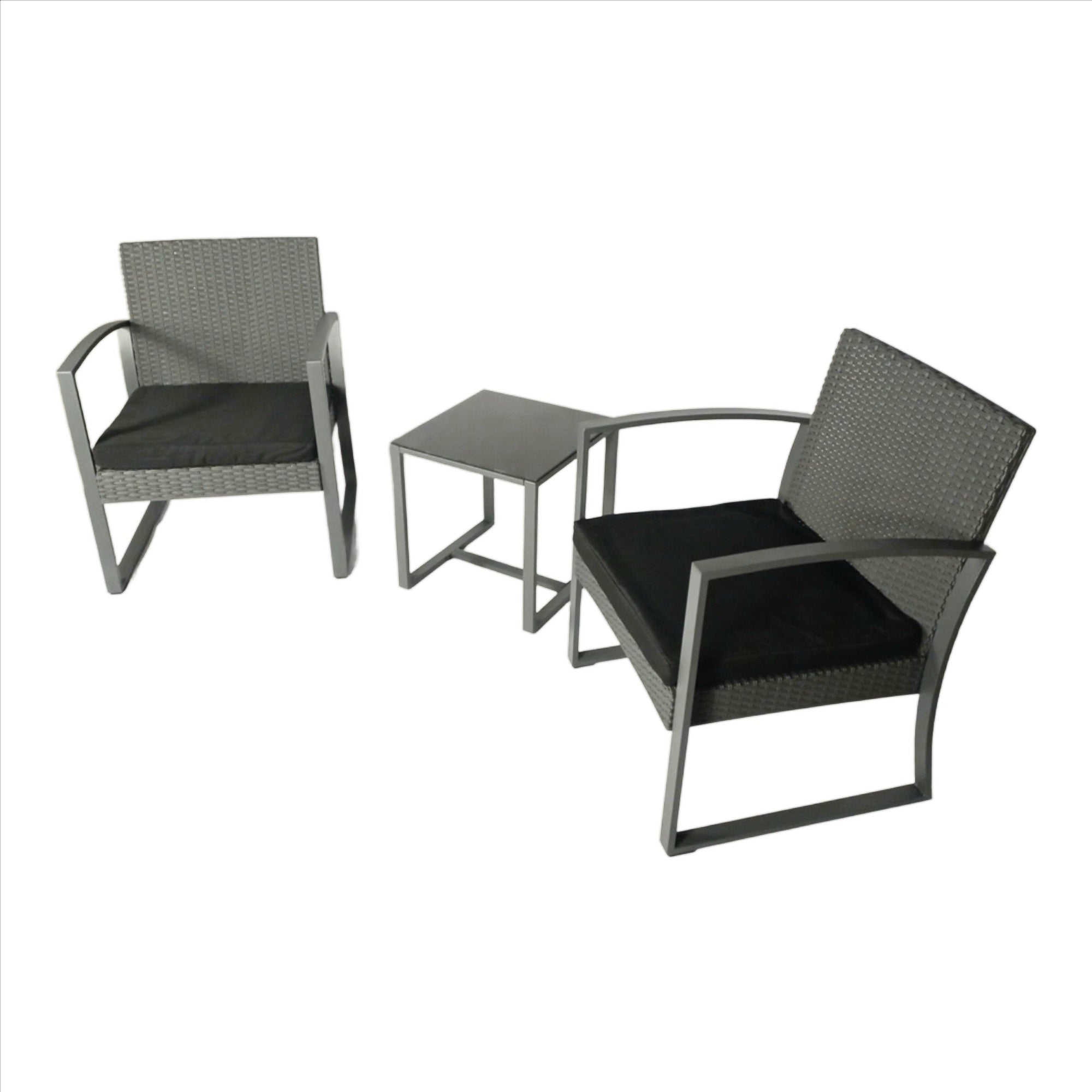Seagull Torino Bistro Set Grey (Rattan Look)

Chair: W59x D63x H73cm
Table: W40x D40x H41cm
Frame: Steel
Fabric: 160 G Polyester
With 5 Cm Cushion
With Silk Printed Glass