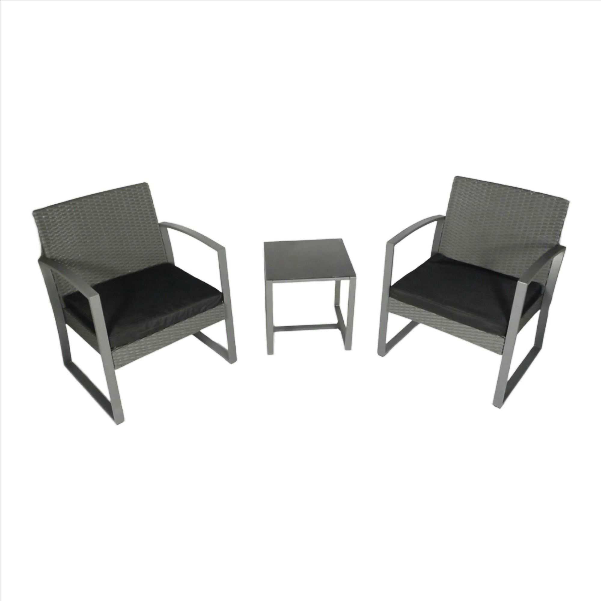 Seagull Torino Bistro Set Grey (Rattan Look)

Chair: W59x D63x H73cm
Table: W40x D40x H41cm
Frame: Steel
Fabric: 160 G Polyester
With 5 Cm Cushion
With Silk Printed Glass