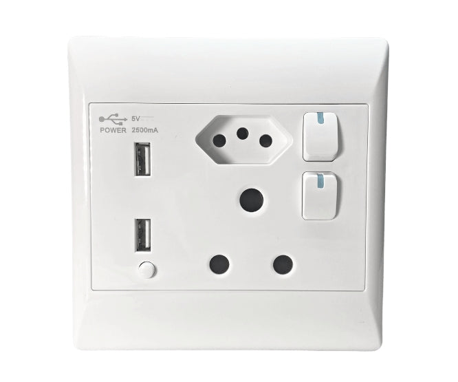 Wall Mains Socket 1x16 A 1x Brazil 2x Usb 4x4 Sti 1078