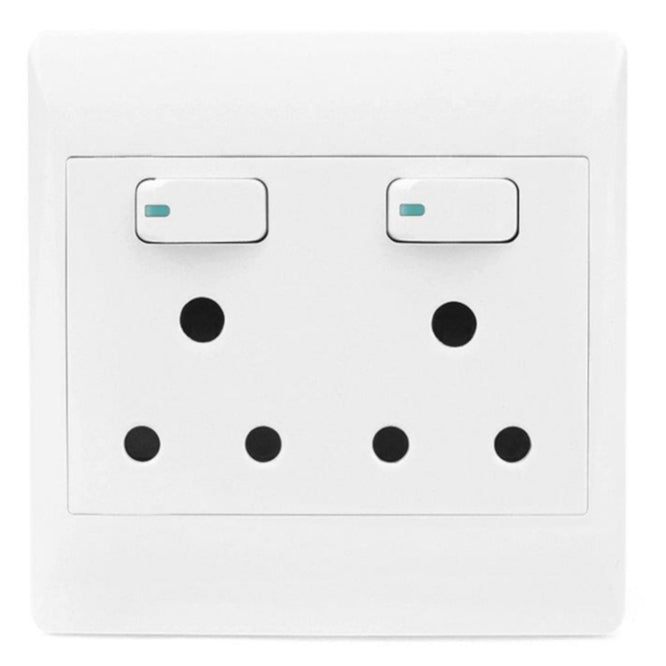 4x4 Dual Mains 16 A Wall Socket Flush Mnt White With Switch Sti 1080