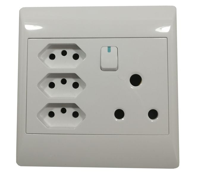 Wall Socket 1 L+3 Euro+16 A 4x4 Flush Mount Sti 1086