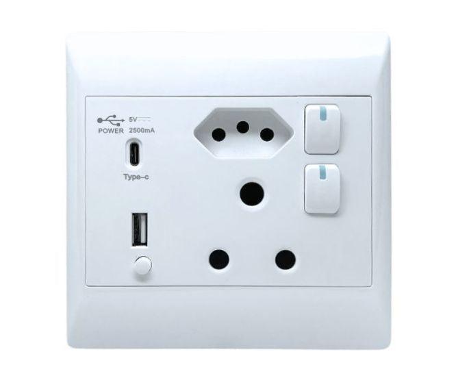 Wall Socket With Usb A And Usb C Chargers Sti 1079 - Livestainable.co.za