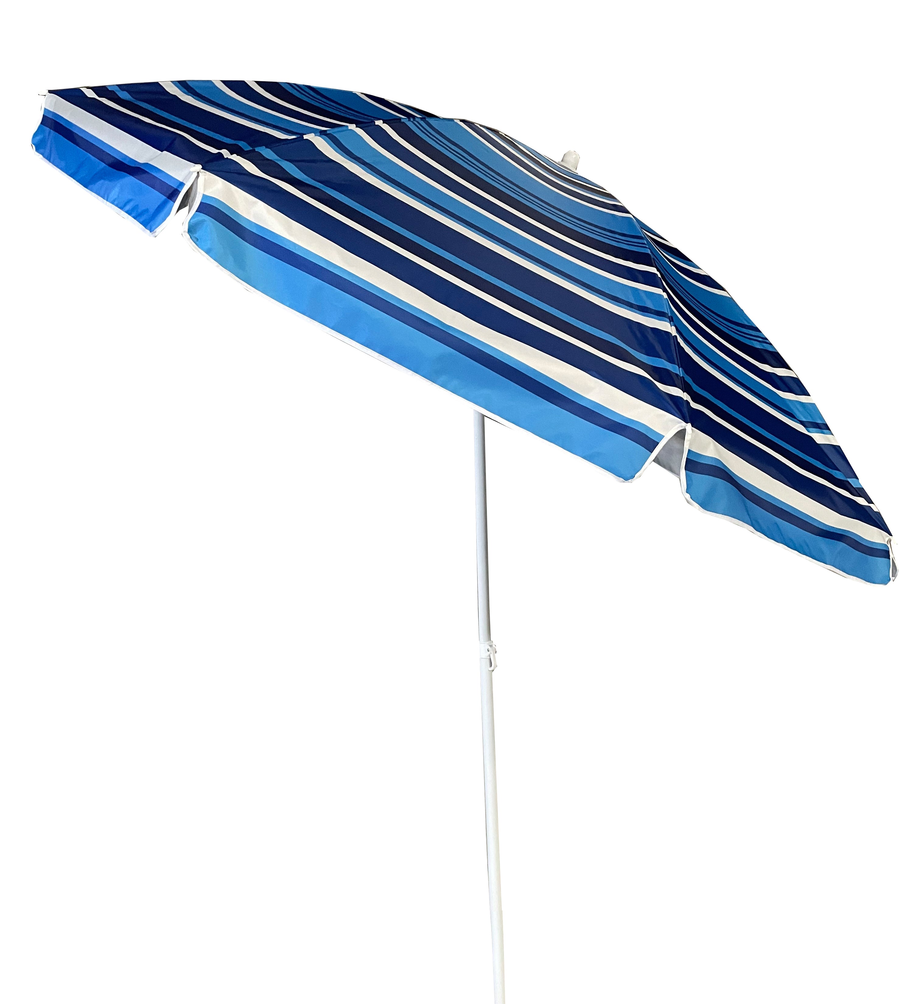 Beach Umbrella Tilt Uv50 Silver 225cm Blue And White Stripes