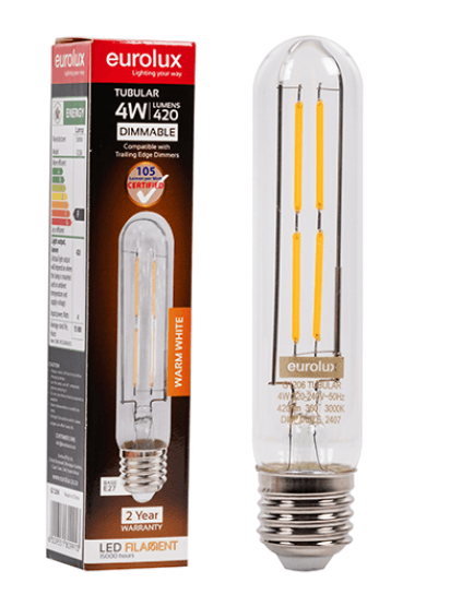 Tubular Filament T30-145 4w LED E27 3000K Dimmable - Livestainable.co.za