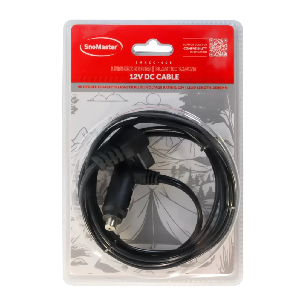 SnoMaster - Leisure Series (Plastic Range) 12V DC Cable with 90 Degree Cigarette Lighter Plug (SMACC-003)