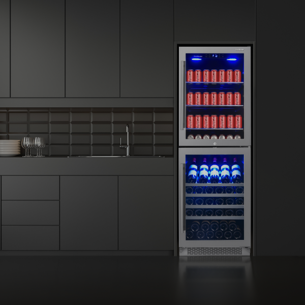 SnoMaster - 206L + 75 Bottle Upright Double Door Beverage/Wine Coioler