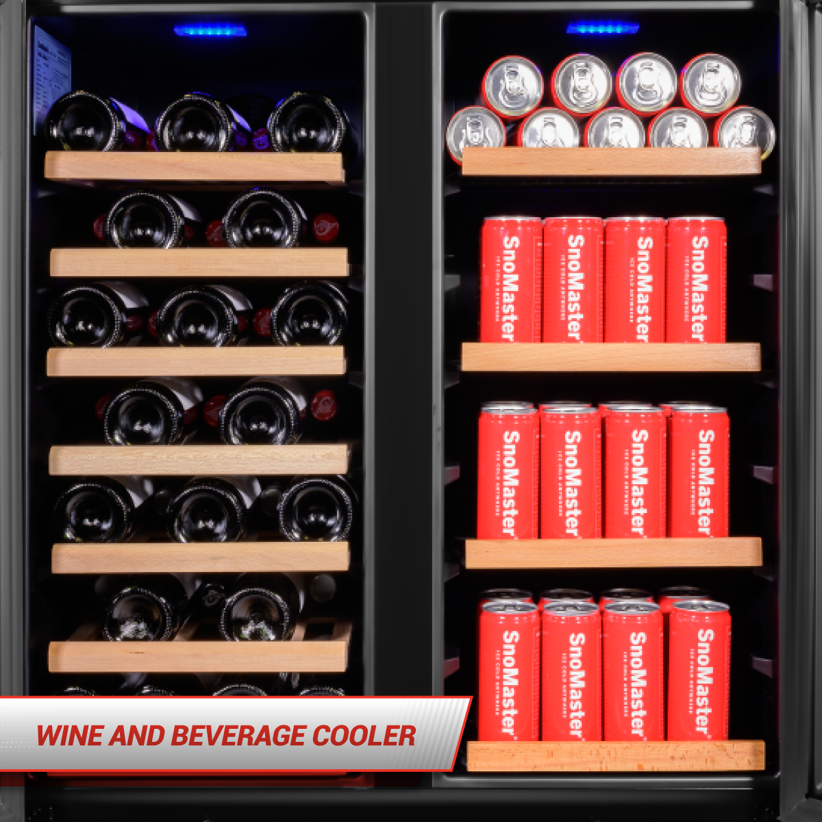 SnoMaster - 34 Bottle + 95L Pro Series Double Door Wine/Beverage Cooler - Black (VT-19DPRO(BLACK)) - Livestainable.co.za