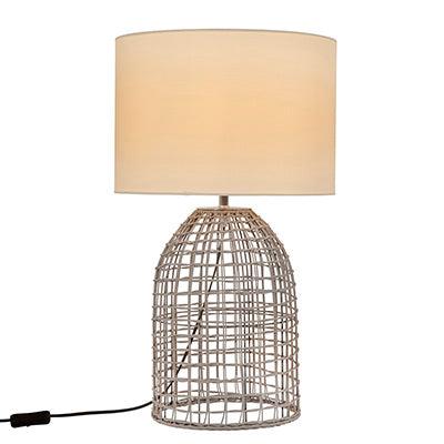 Zanie G Table Lamp Grey Woven Rattan With Fabric Shade - Livestainable.co.za