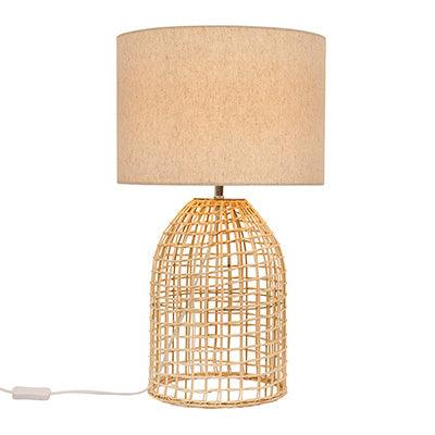 Zanie Nal Table Lamp Nature Woven Rattan With Fabric Shade - Livestainable.co.za