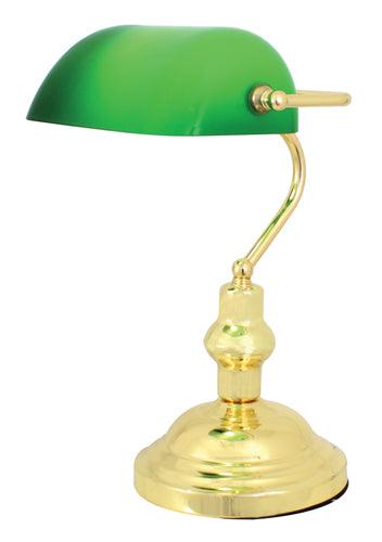 Bankers Table Lamp 230mm Polished Brass - Livestainable.co.za