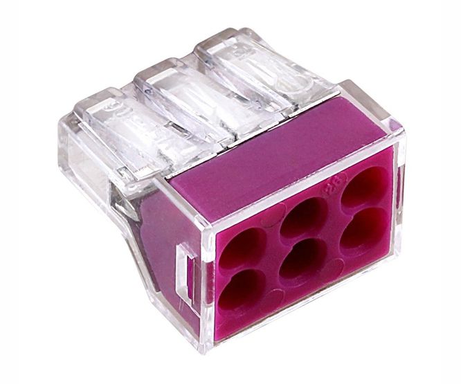 Quick Wire Connector 6 Way 3 Row 24 A 240 Vac Tb Pct106