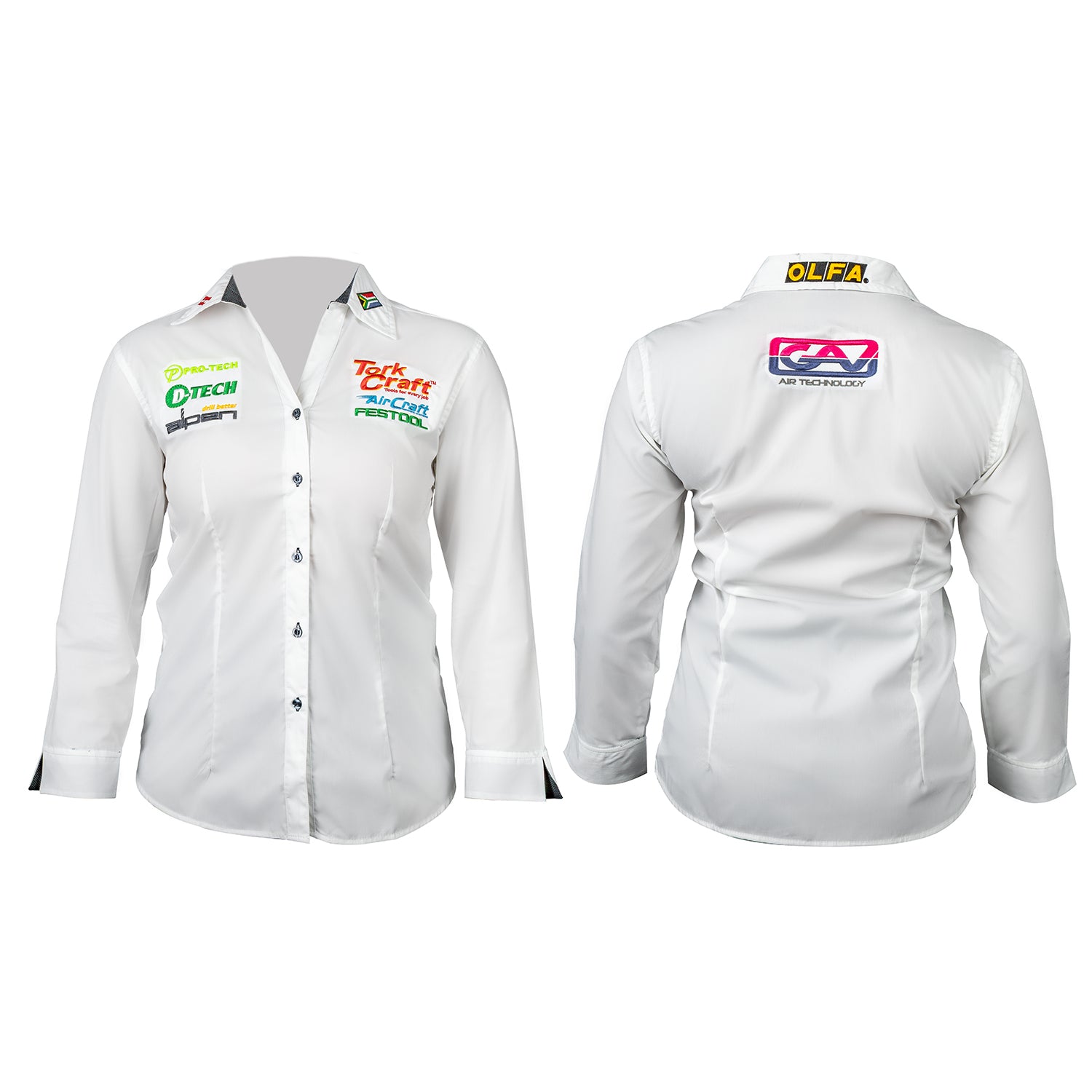 Ladies White 3/4 Saga Blouse 2 X Large