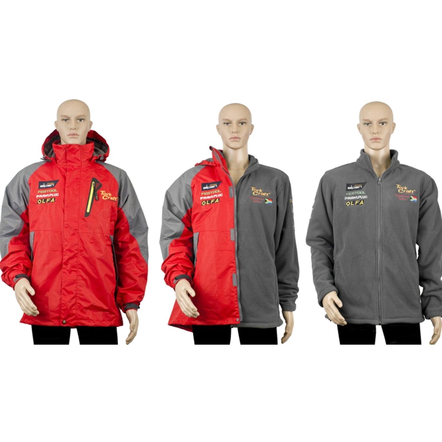 Red Unisex Jacket Removable Polar Fleece Grey Small 3 In 1 - Livestainable.co.za