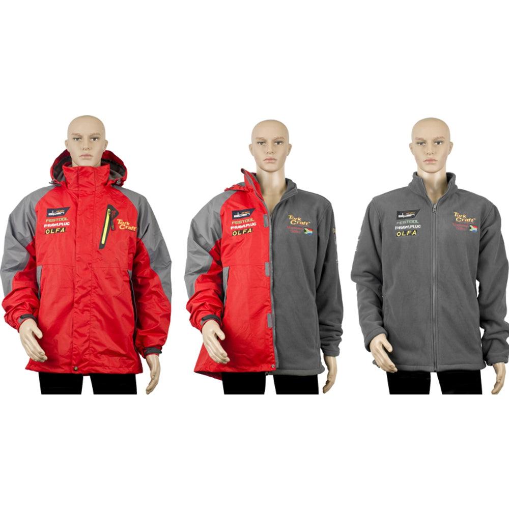 Red Unisex Jacket Removable Polar Fleece Grey Medium 3 In 1 - Livestainable.co.za