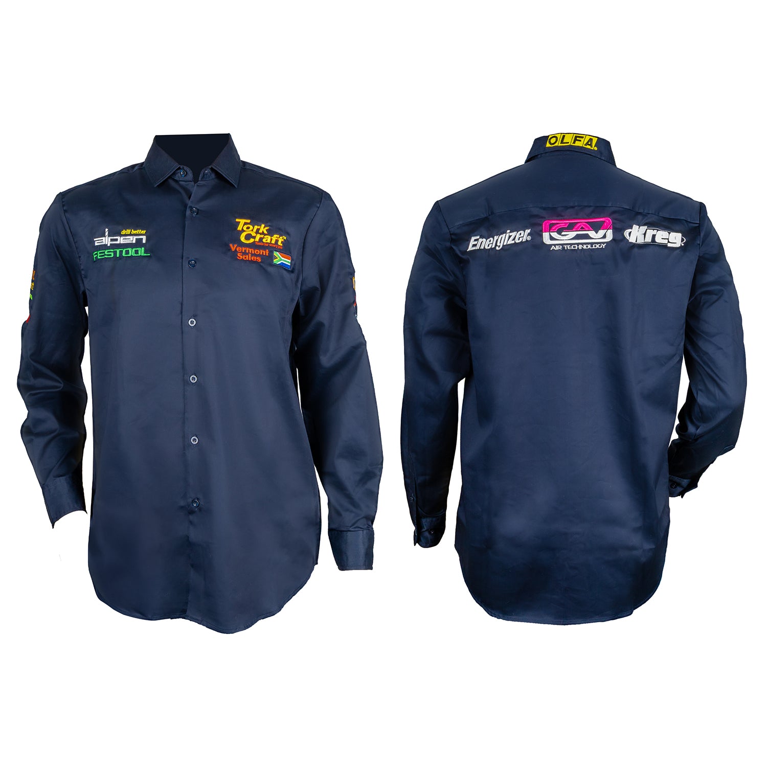 Tork Craft Vermont Mens Cotton Shirt Navy Blue Large Long Sleeve