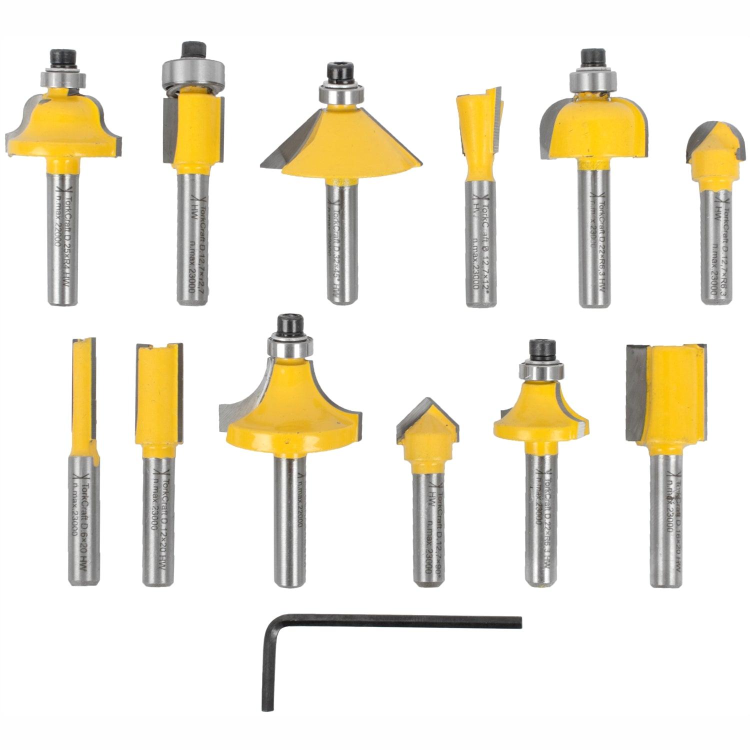 Router Bit Set 12 Pc 1/4' Straight & Profile - Livestainable.co.za