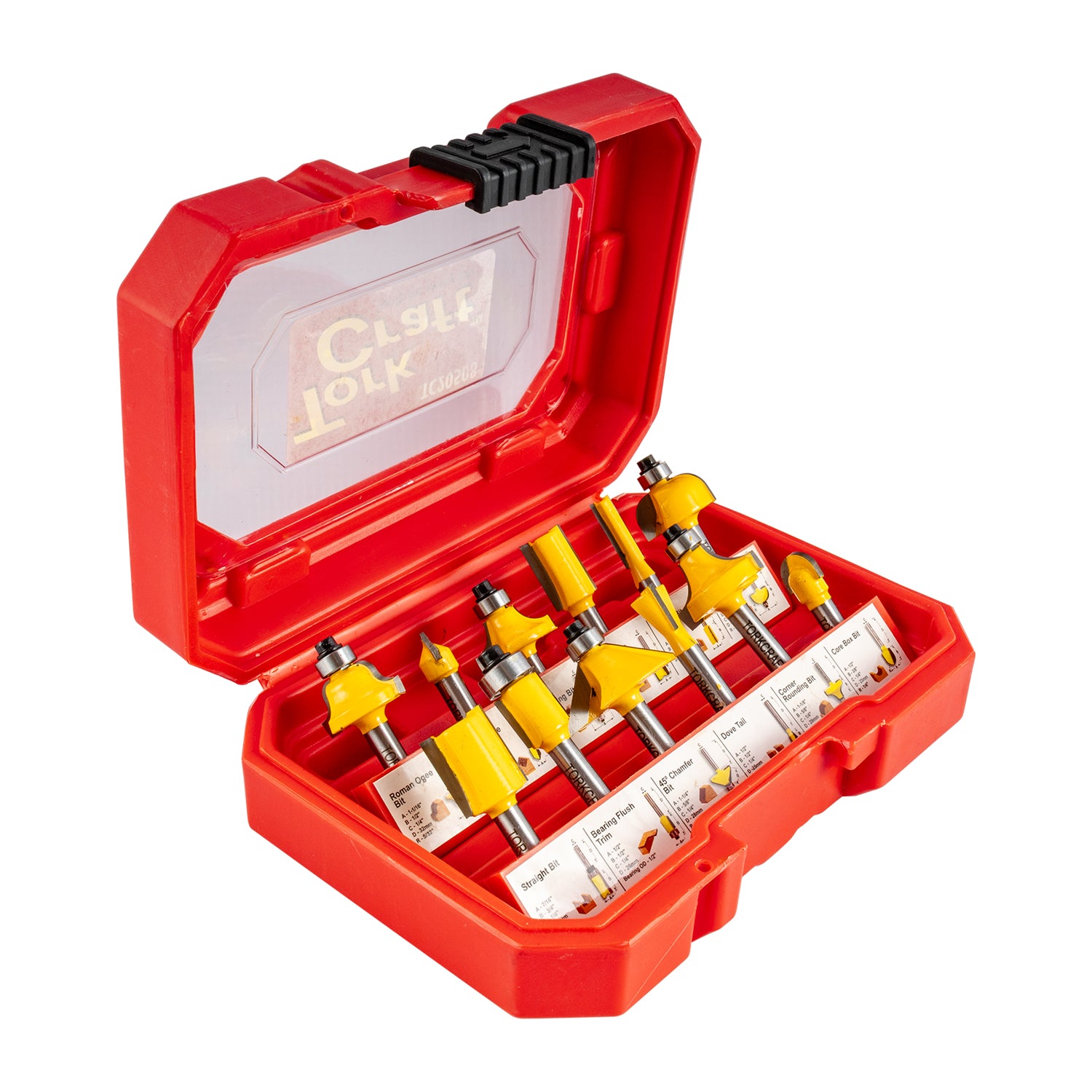 Tork Craft Router Bit Set 12 Pc 1/4' Shank Hard Case