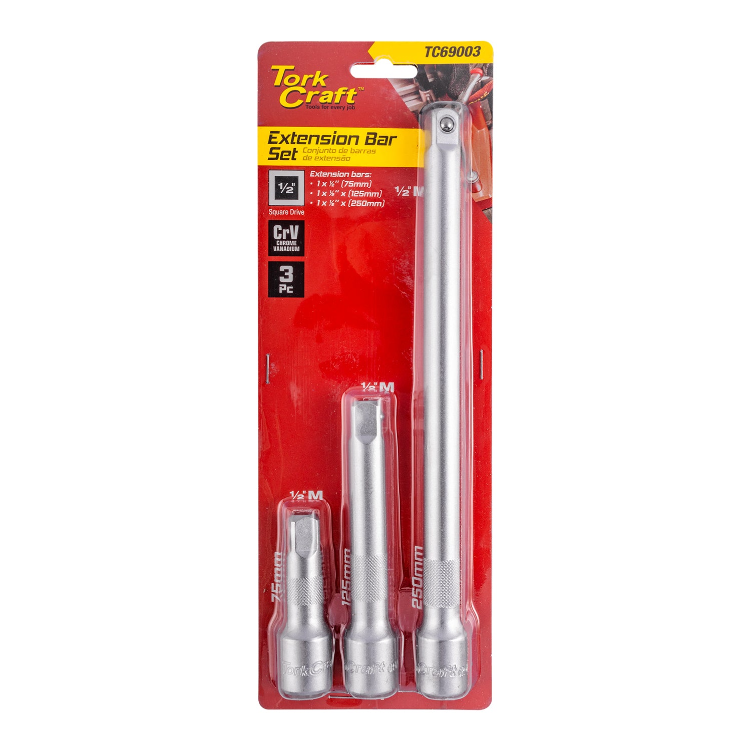 Tork Craft Extention Bar 3 Pc Set 1/2��� 75/125/250 Mm Socket