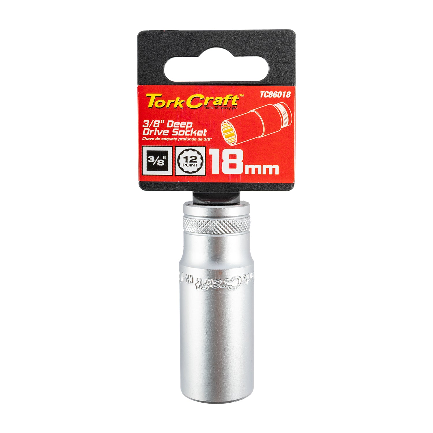 Tork Craft Deep Socket 3/8'dr 18 Mm 12 Pt Crv