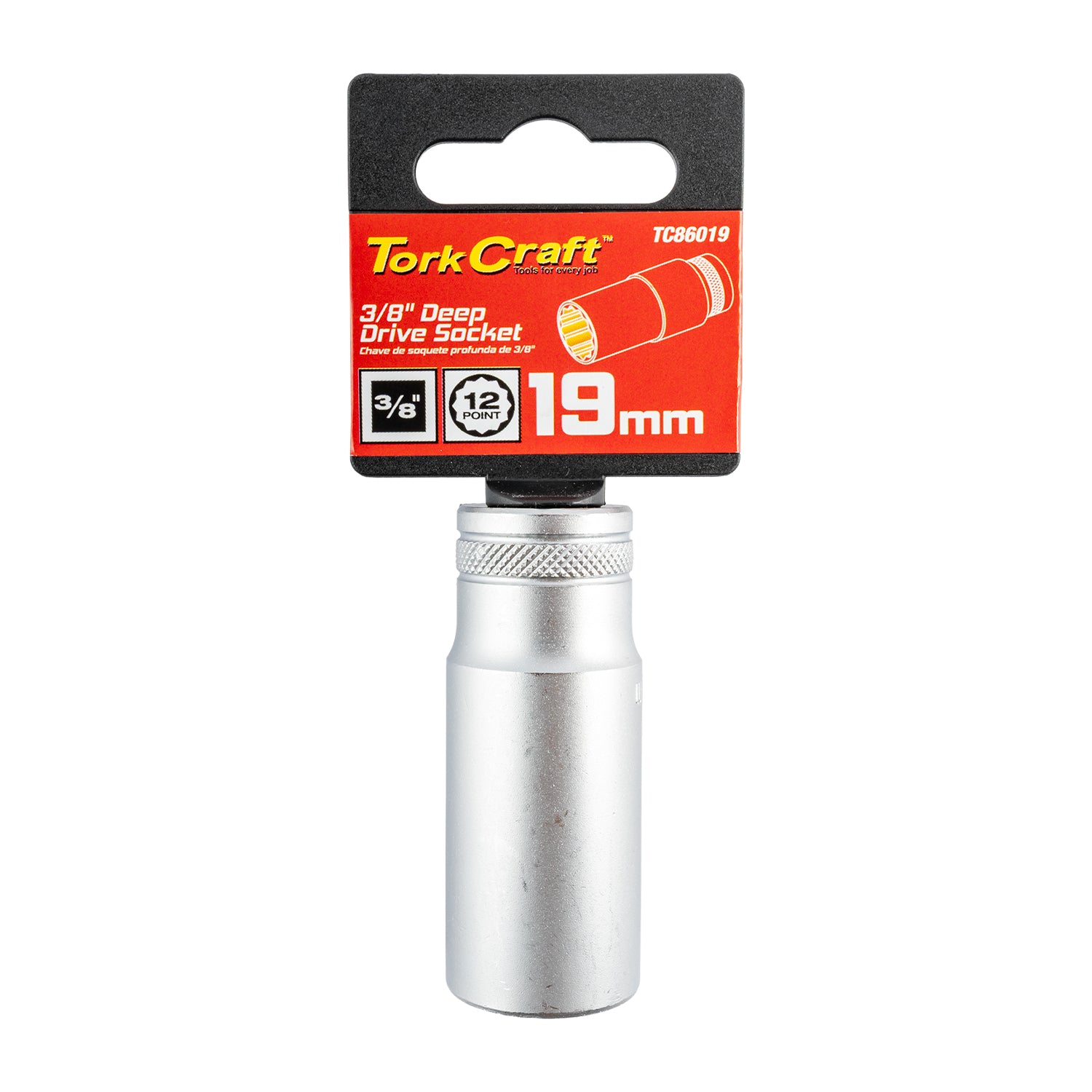 Tork Craft Deep Socket 3/8'dr 19 Mm 12 Pt Crv