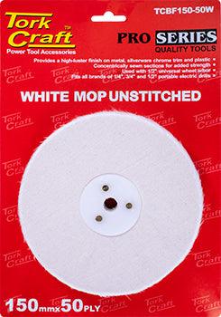 White Buff/Mop Unstitched 150 X 50 Ply X 1/2' Hole - Livestainable.co.za