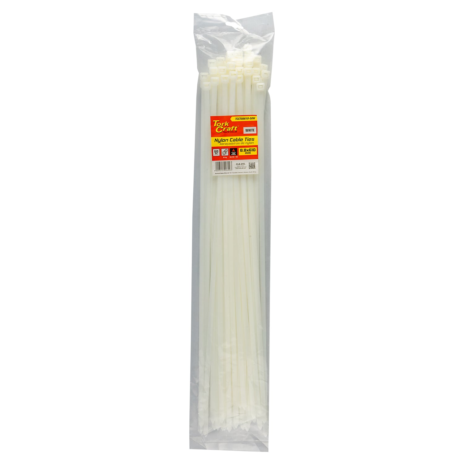 Tork Craft Nylon Cable Ties 8.8 Mm X 610 Mm White 50 Pc