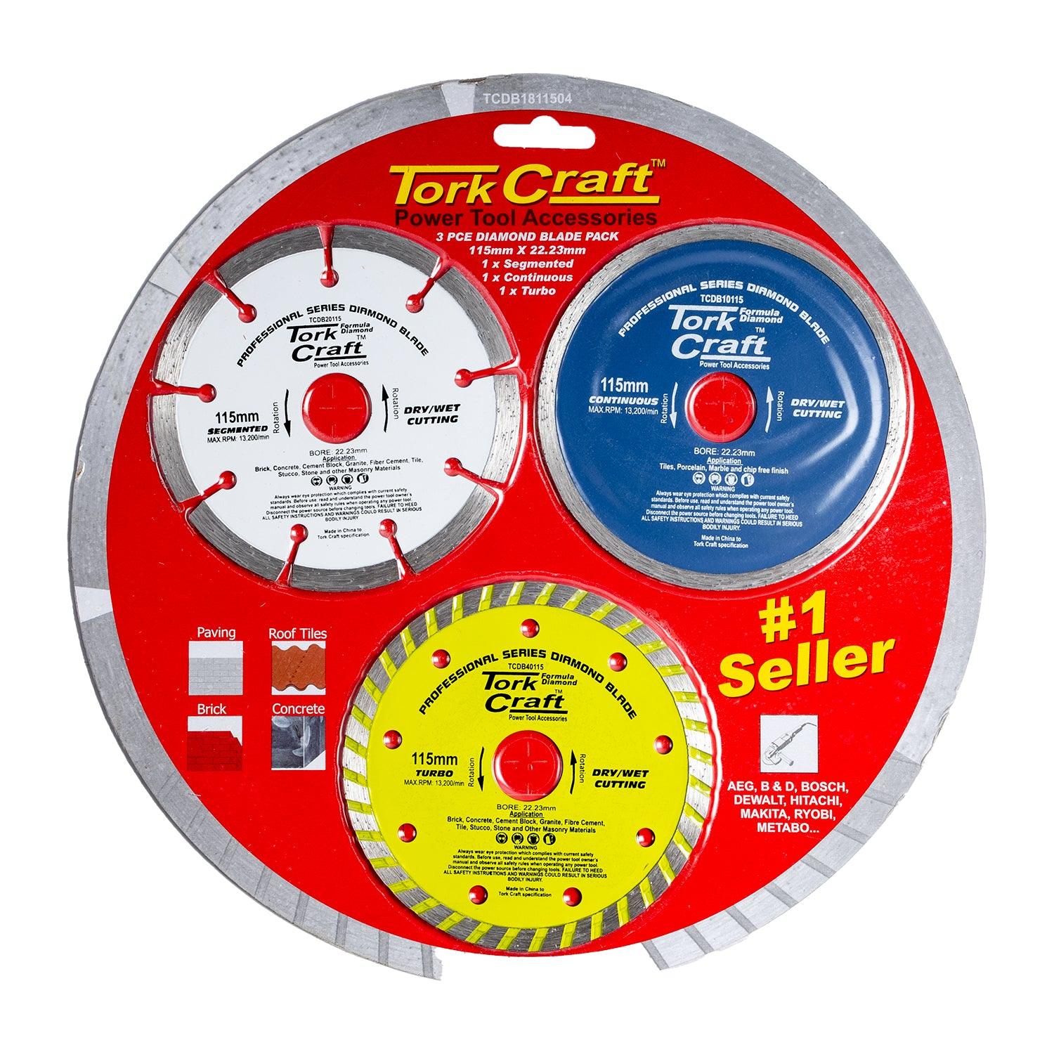 Diamond Blade 3 Pce Set 115 Con Seg Turbo Colour Pack - Livestainable.co.za