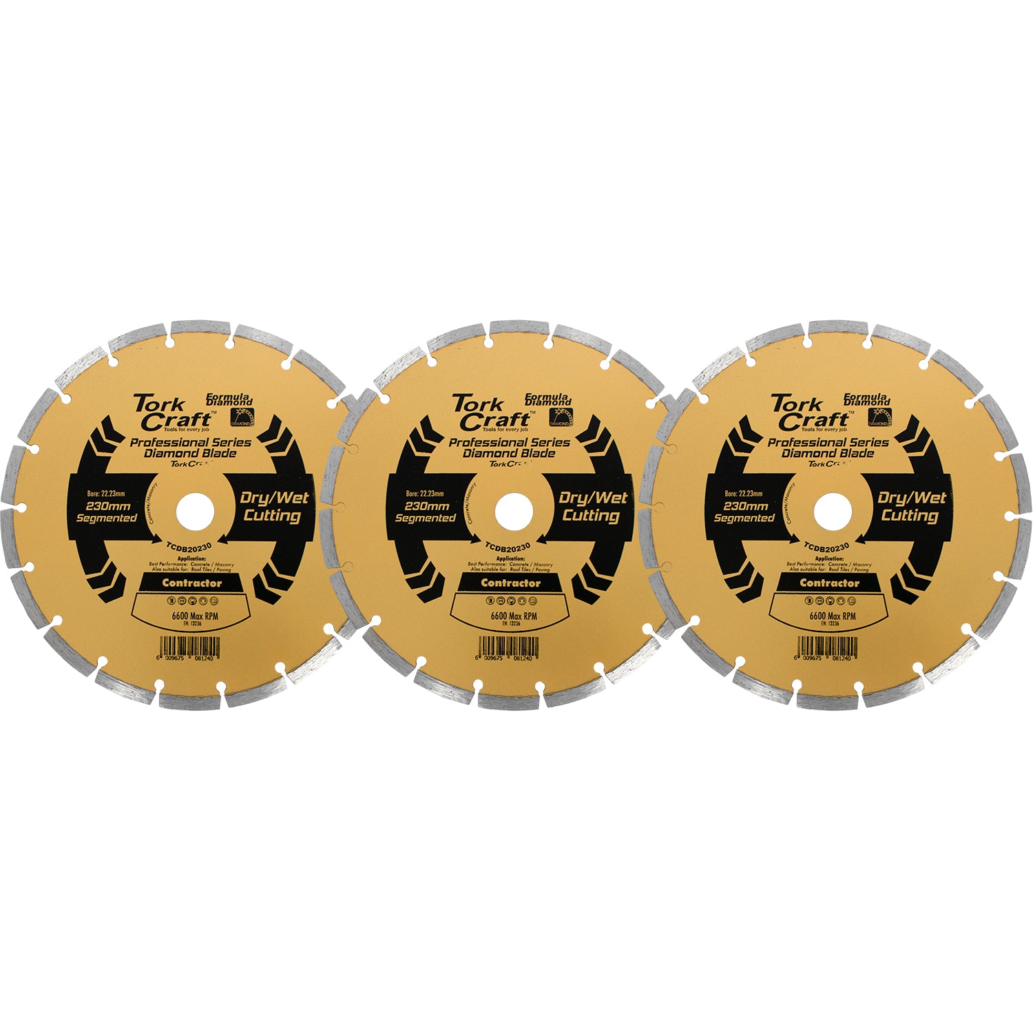 Diamond Blade 230 Mm Segmented Profesional Bulk 3 Pack Shrink - Livestainable.co.za