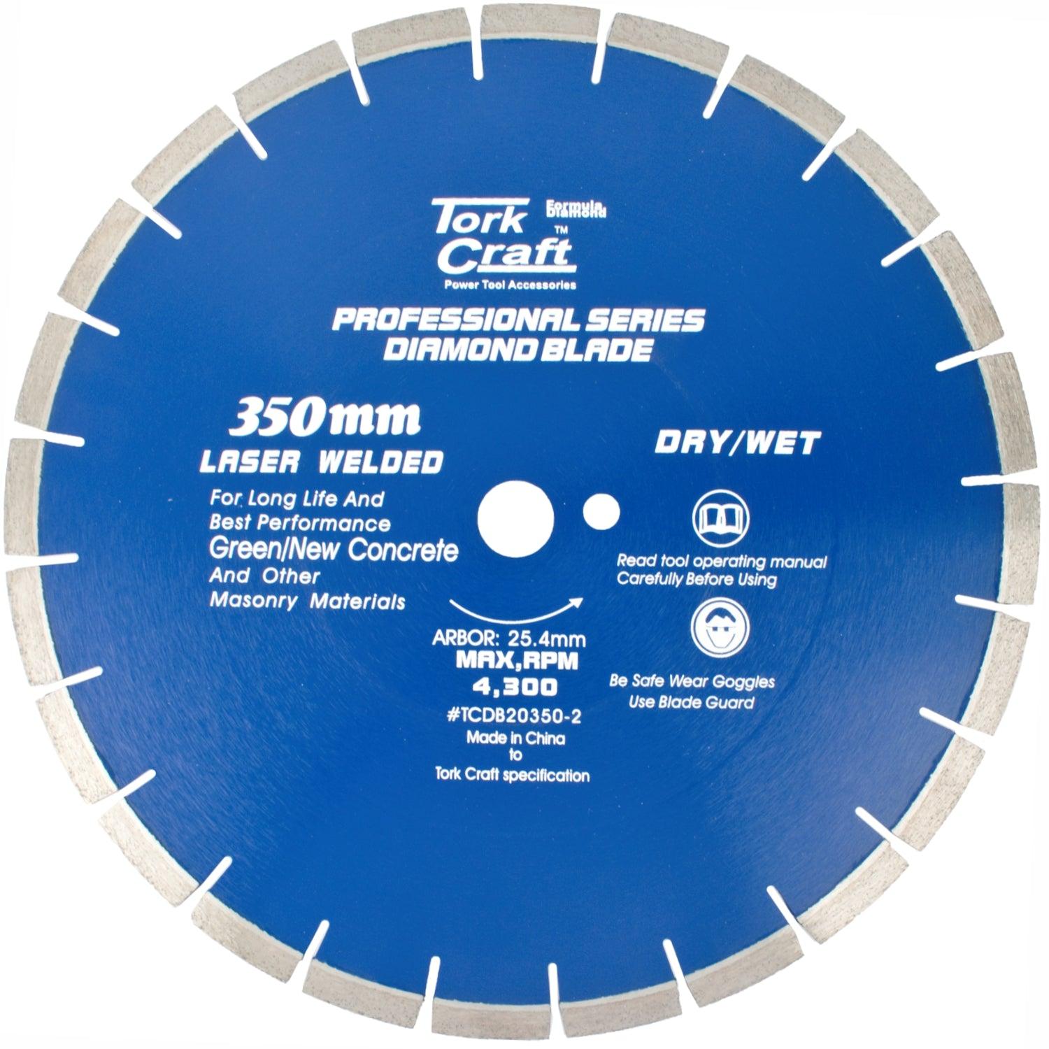 Diamond Blade 350x25.4 Mm Green / New Concrete Laser Welded Segmented - Livestainable.co.za