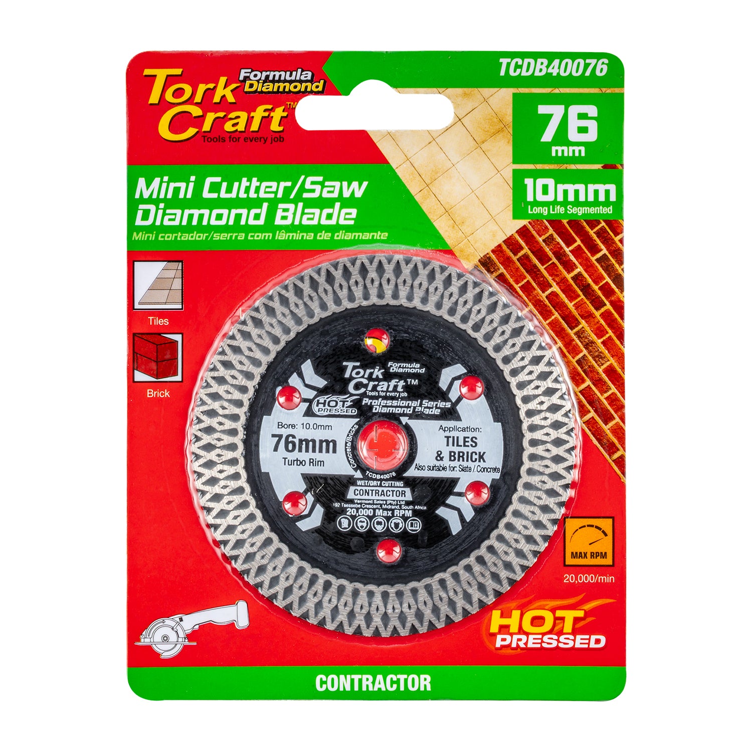 Diamond Blade 76 Mm X 10 Mm Turbo Wave Mini Cutter Saw